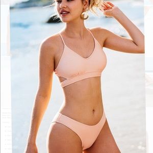 2/$30 Sweet Pink Lace Solid Lace Up Bikini